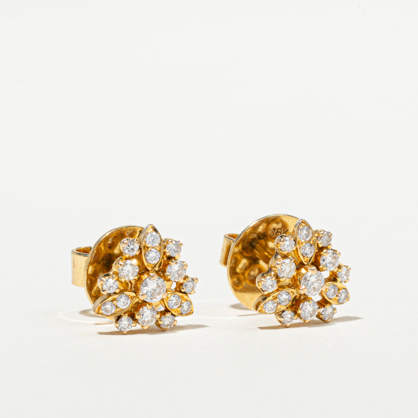 18k Diamond Cluster Stud Earrings | 0.5ctw