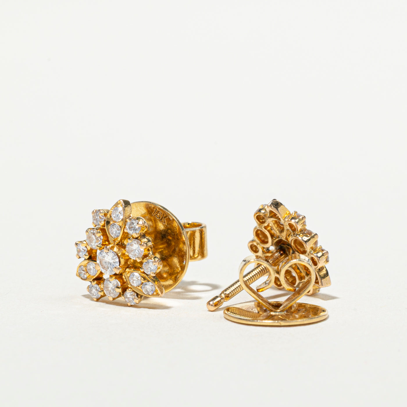 18k Diamond Cluster Stud Earrings | 0.5ctw