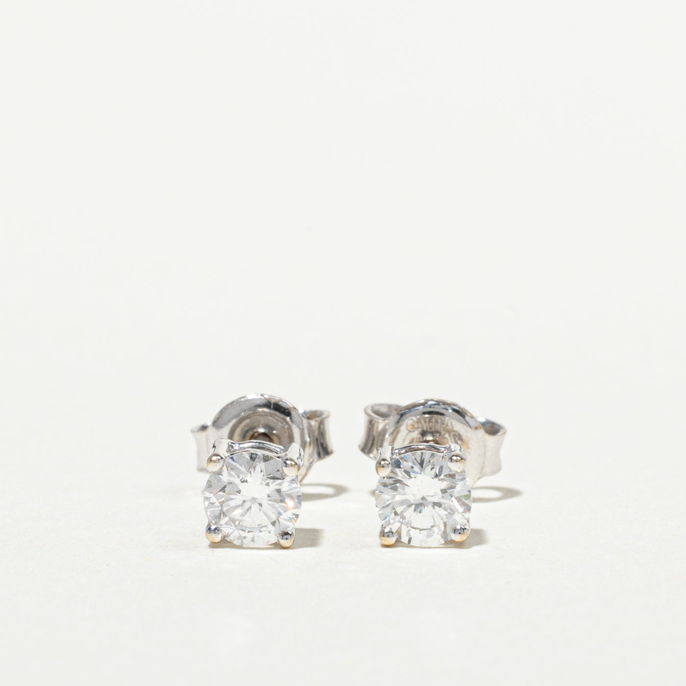 18k White Gold Solitaire Stud Earrings | 0.60ctw