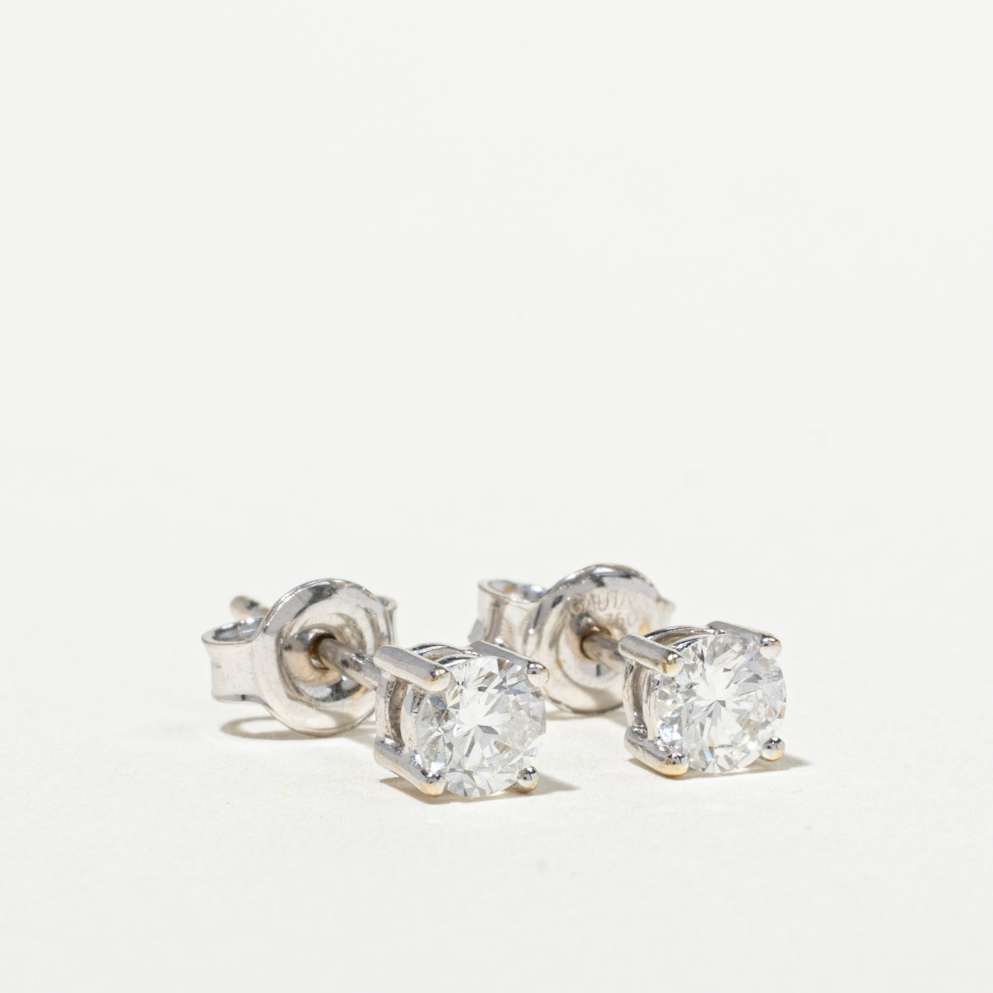18k White Gold Solitaire Stud Earrings | 0.60ctw
