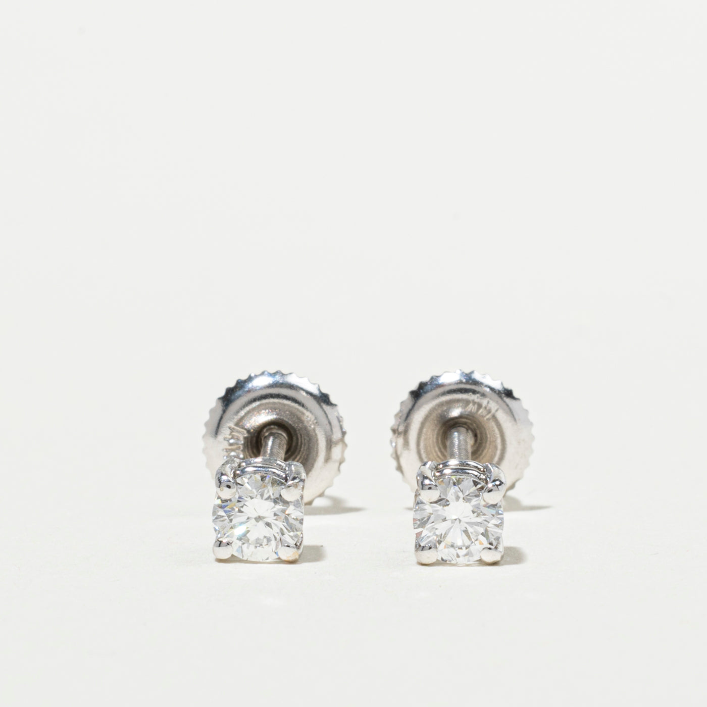 White Gold Solitaire Diamond Stud Earrings | 0.41ctw