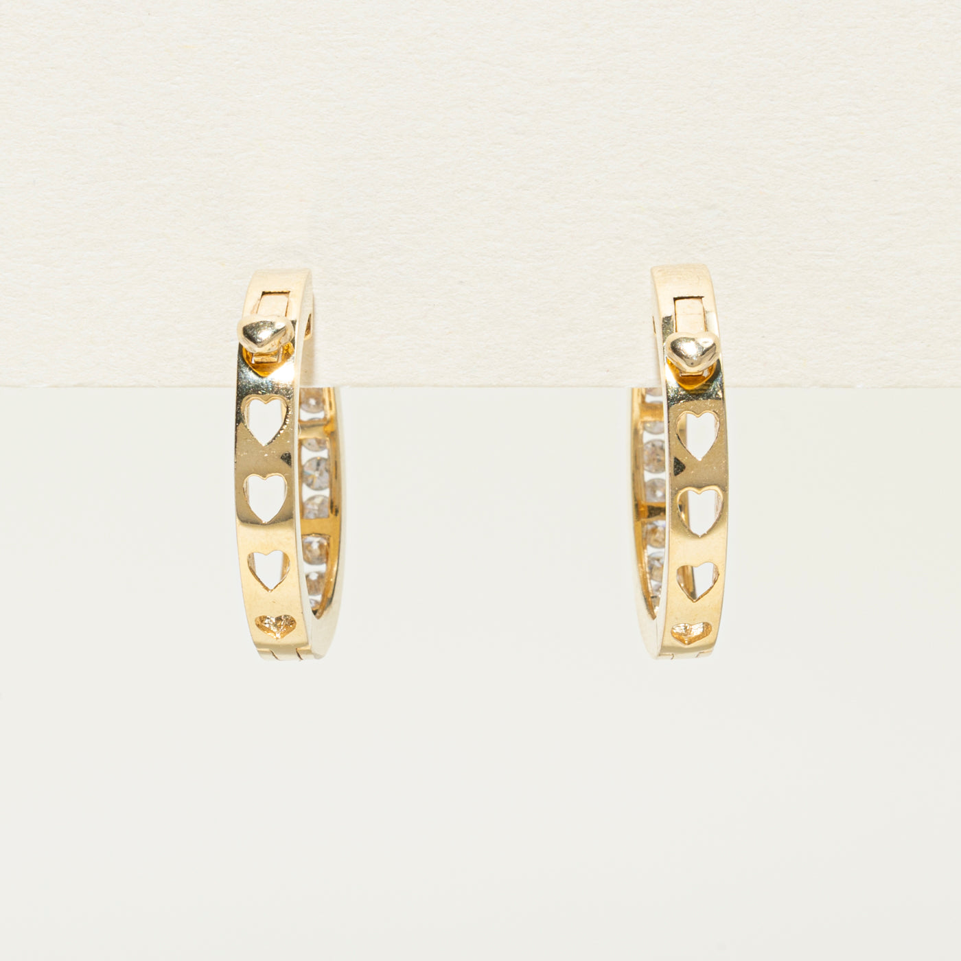 Channel Set Diamond Heart Hoop Earrings | 0.38ctw | 20mm