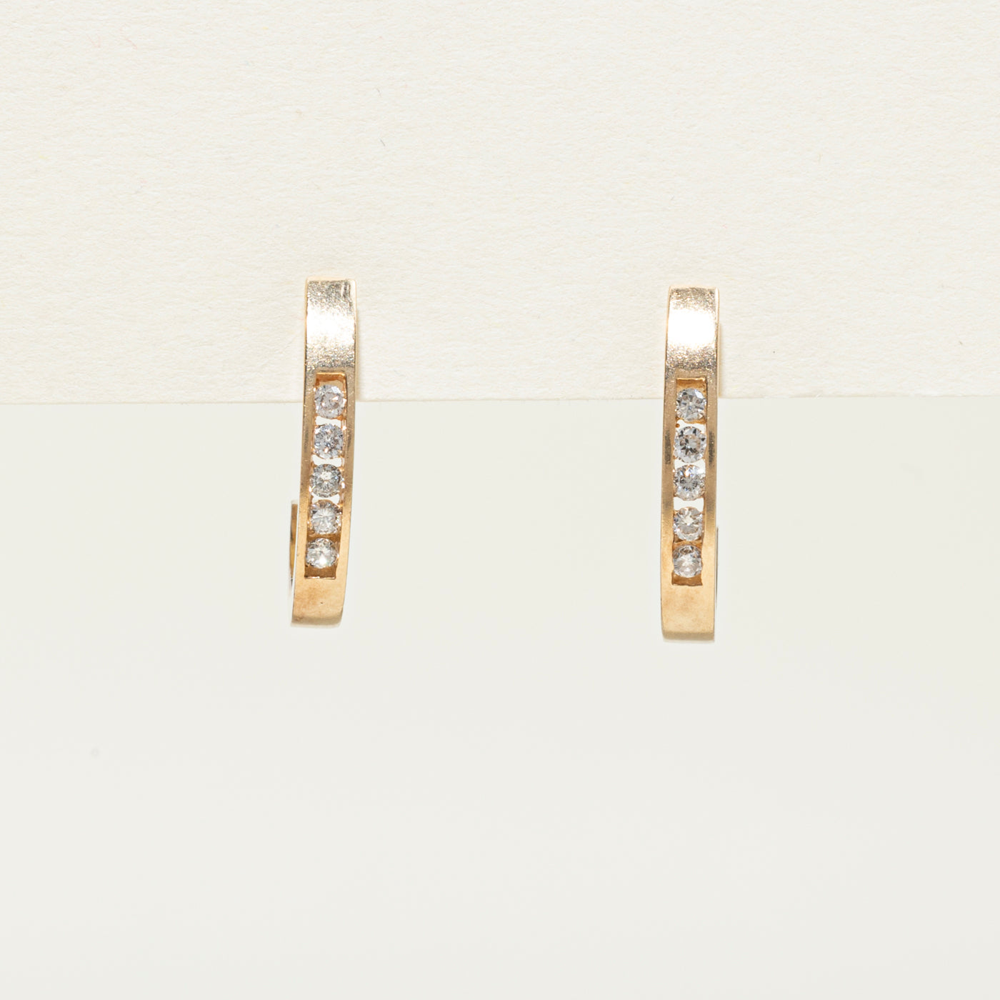 Channel Set Diamond Half Hoop Earrings | 0.2ctw | 20mm