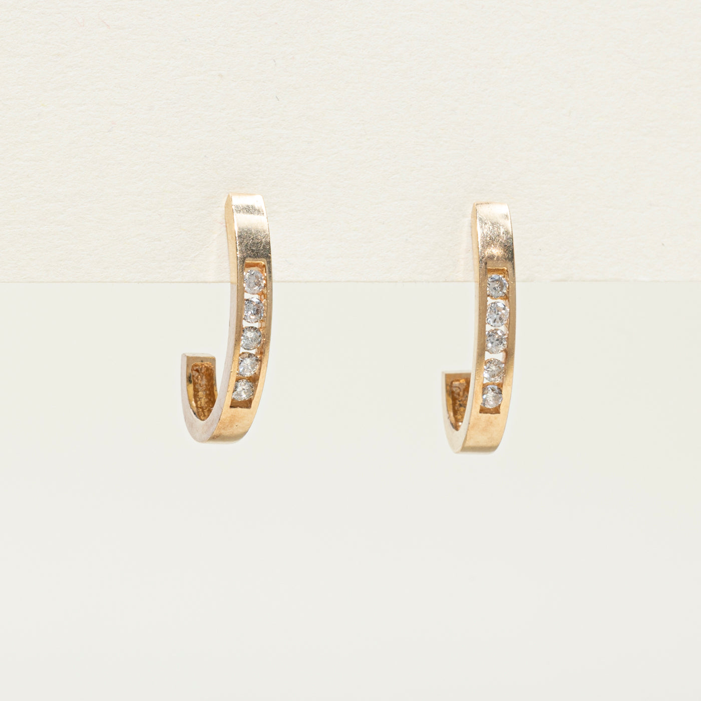 Channel Set Diamond Half Hoop Earrings | 0.2ctw | 20mm