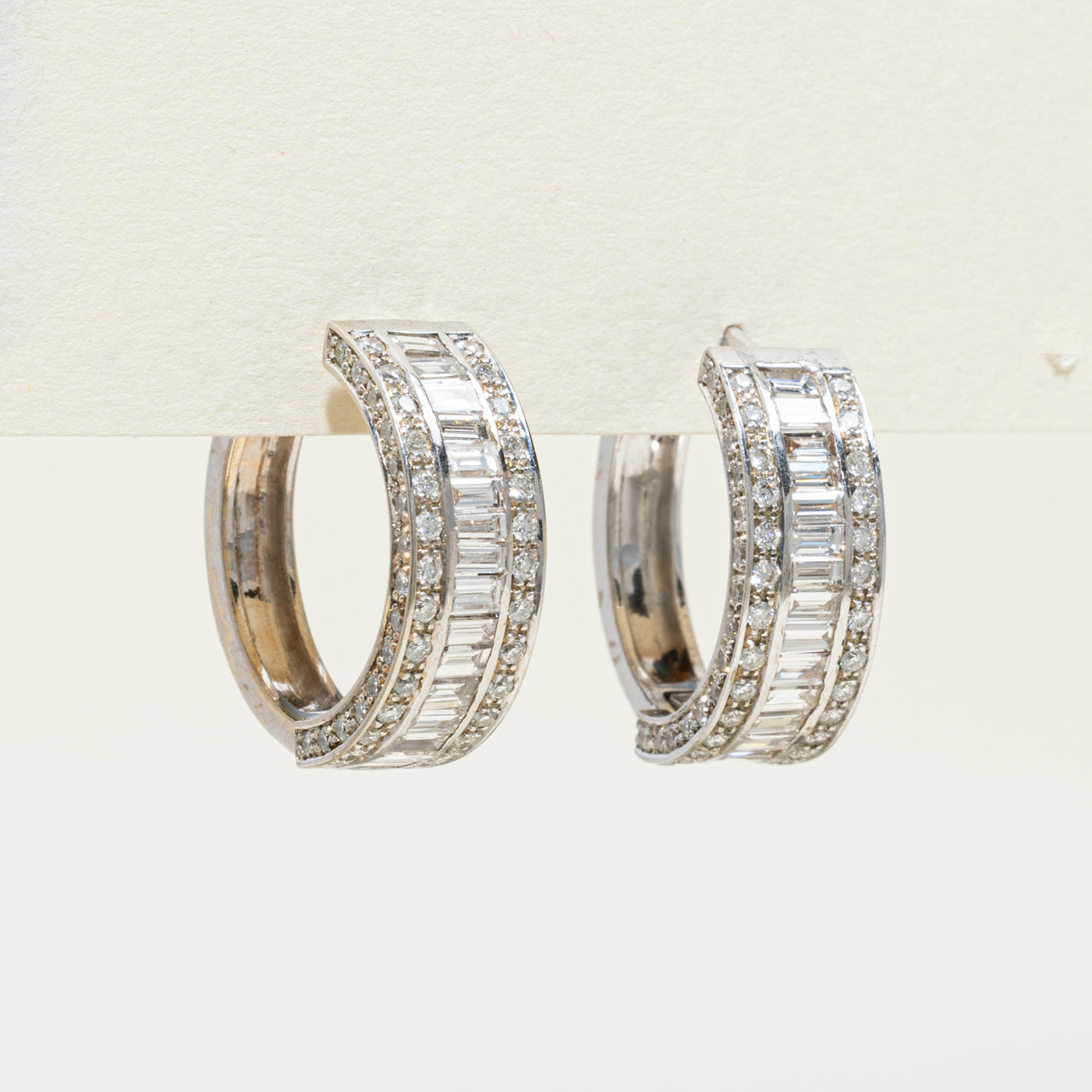 18k Mixed Cut Diamond Hoop Earrings | 2.7ctw | 21mm