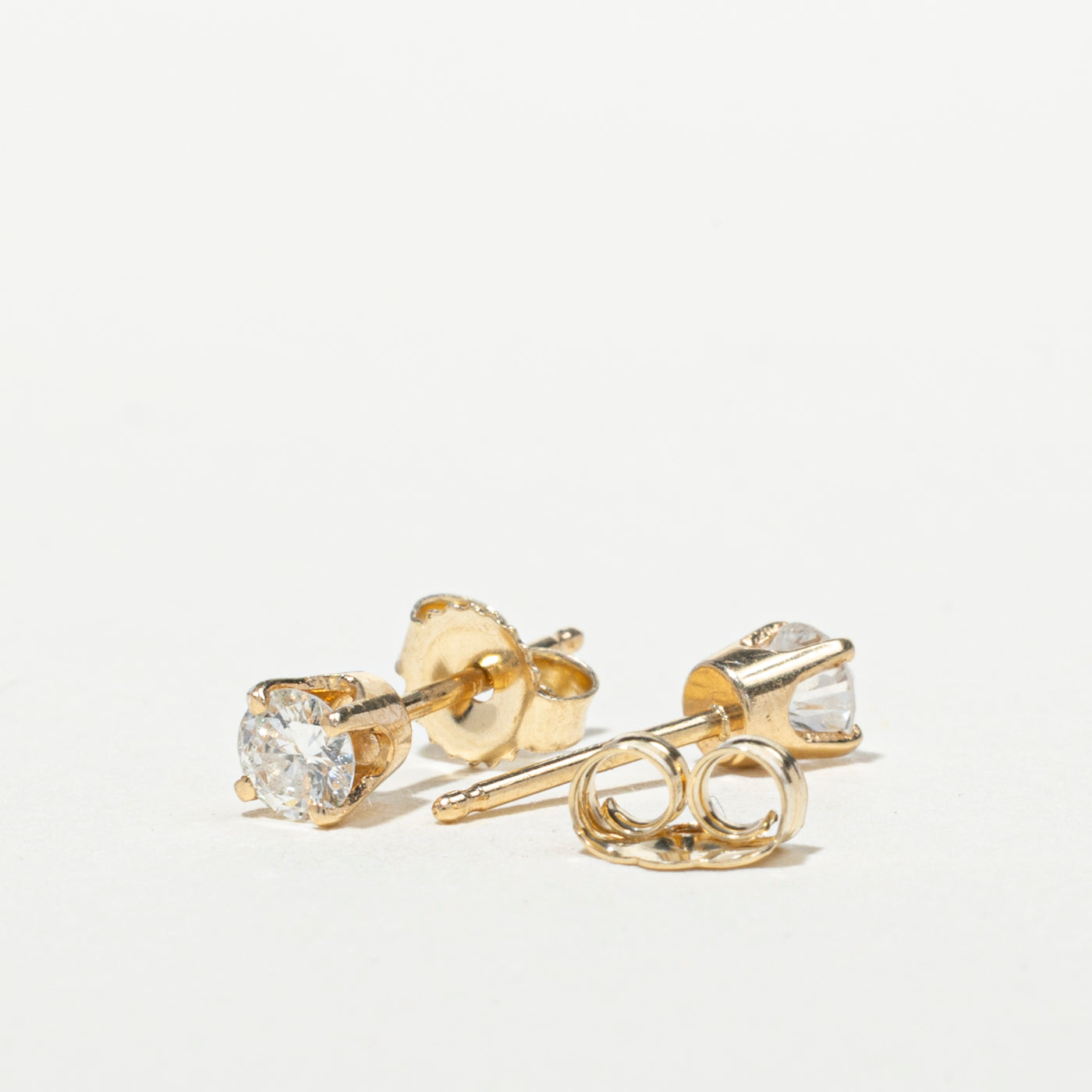 14k Yellow Gold Solitaire Diamond Stud Earrings | 0.30ctw