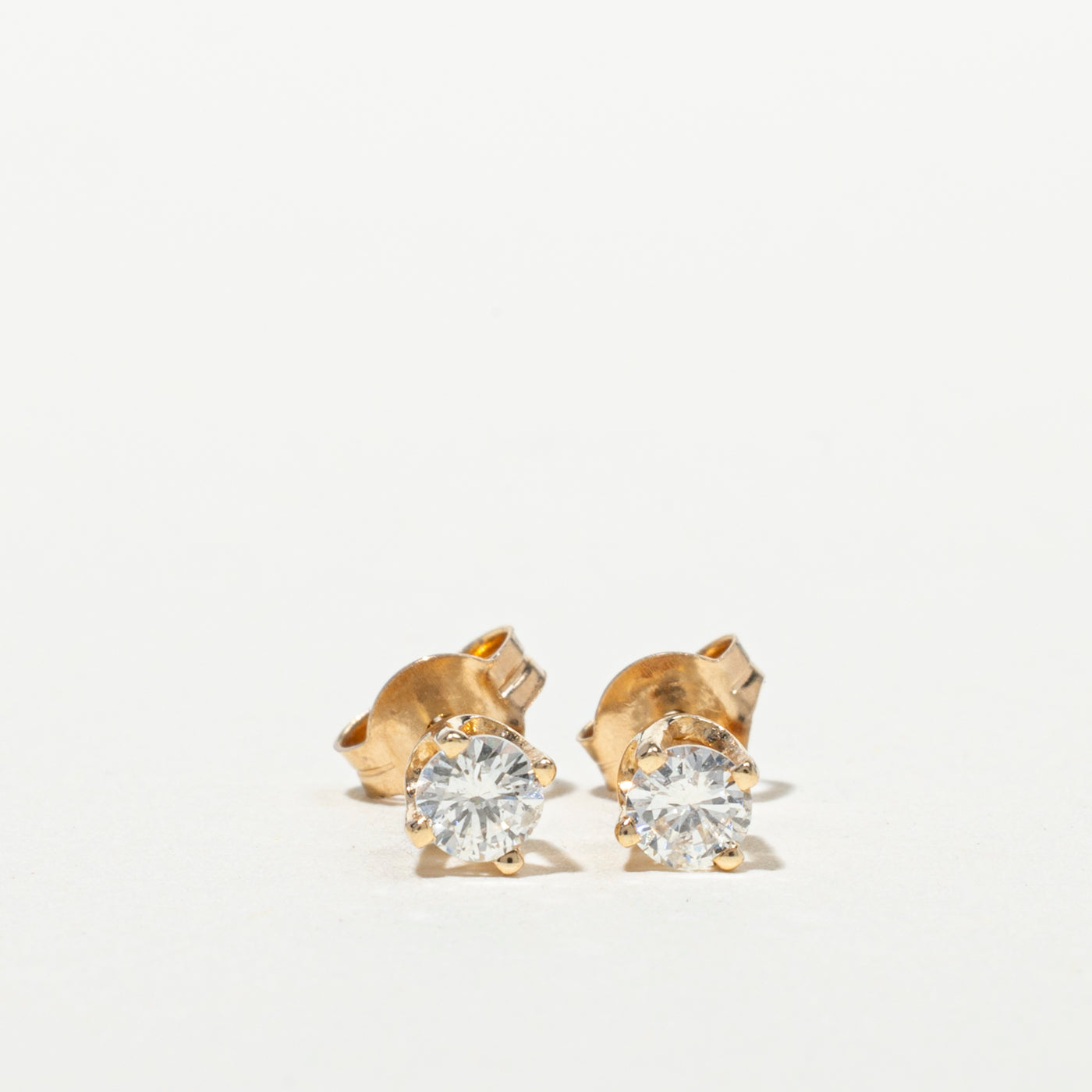 14k Yellow Gold Diamond Solitaire Stud Earrings | 0.27ctw