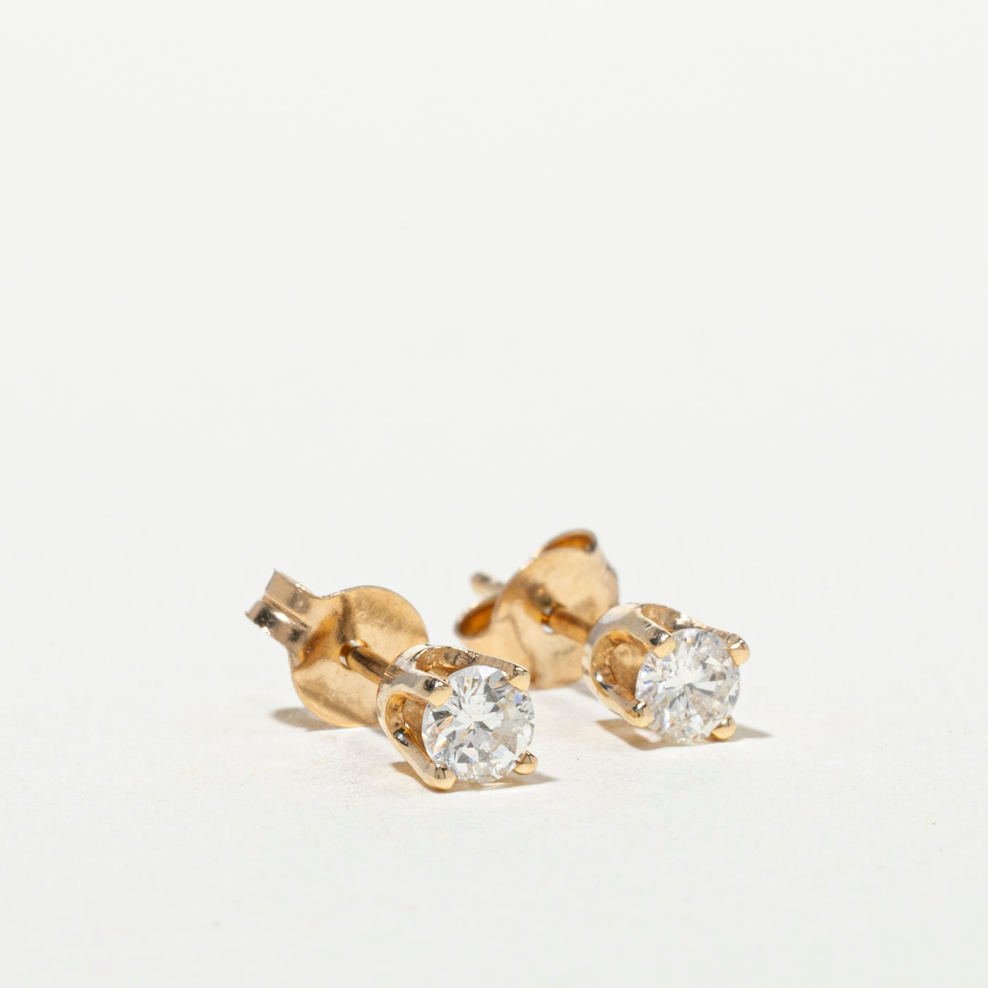 14k Yellow Gold Diamond Solitaire Stud Earrings | 0.27ctw