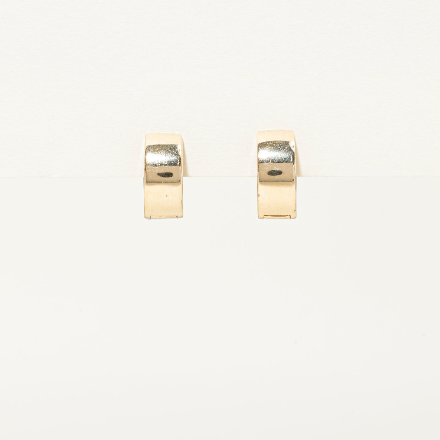 Two Tone Flush Set Diamond Huggie Earrings | 0.1ctw