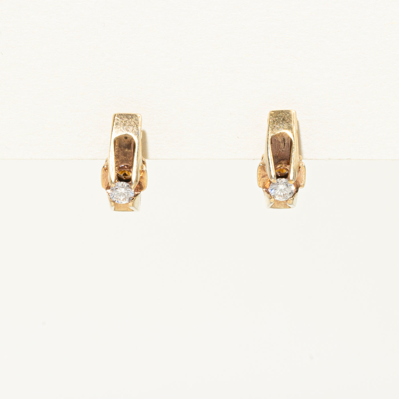 Belcher Set Diamond Earrings | 0.2ctw