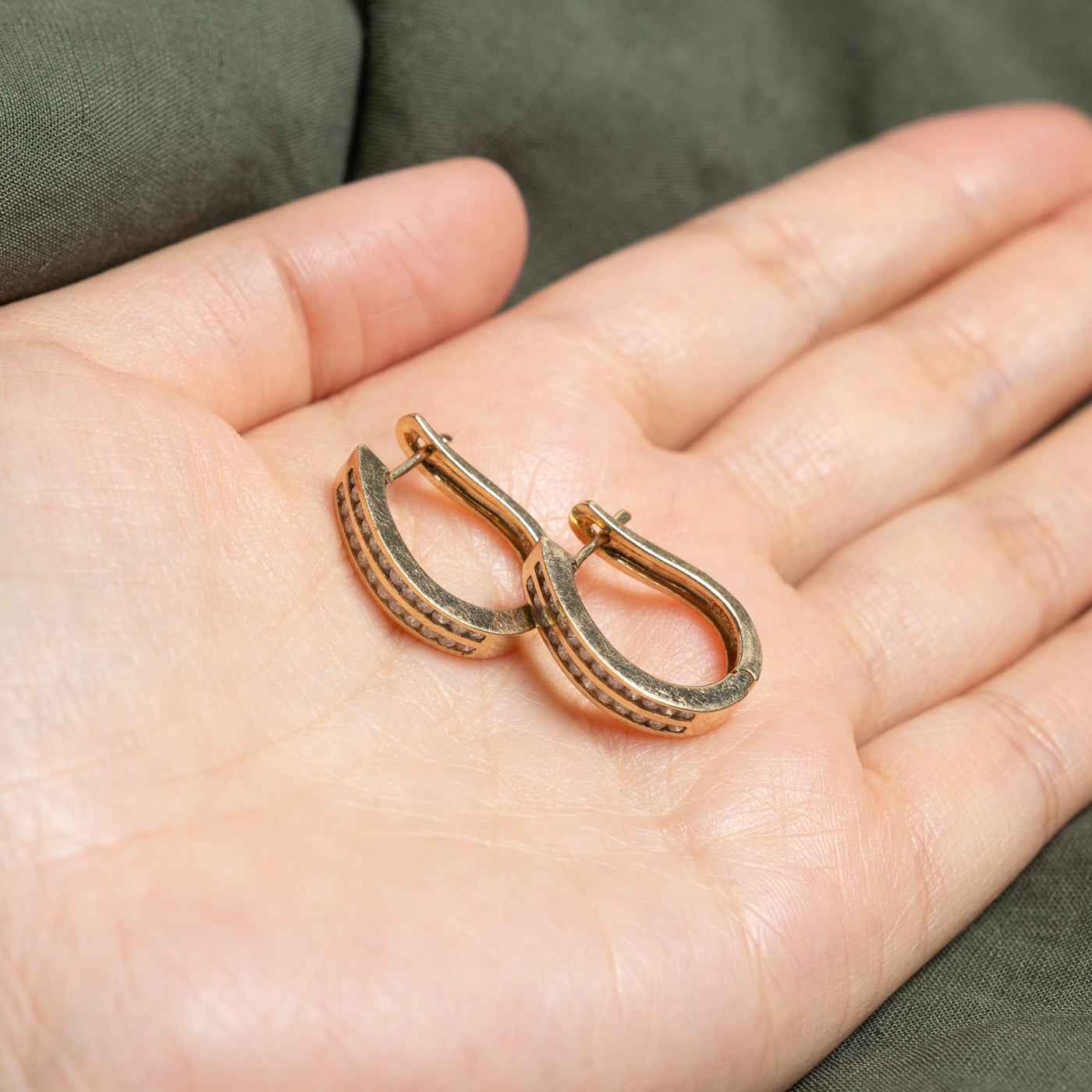 Channel Set Diamond Hoop Earrings | 0.64ctw