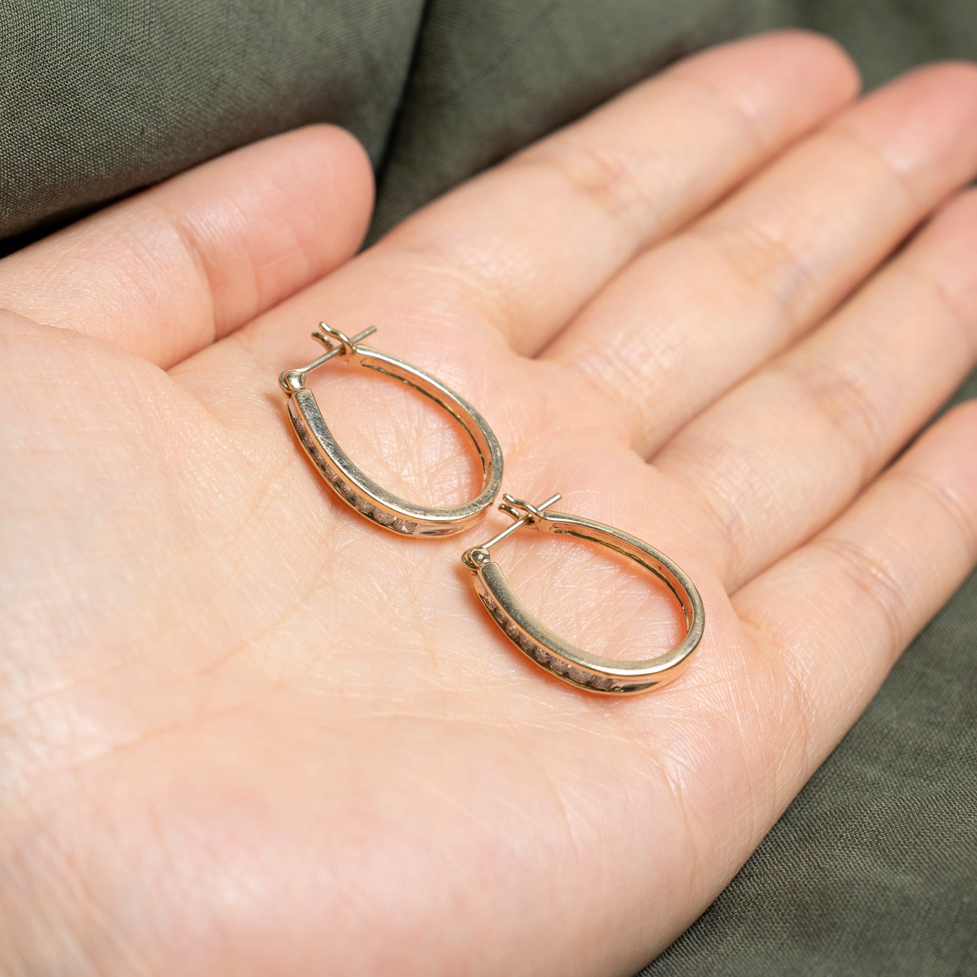 Channel Set Diamond Hoop Earrings | 0.44ctw | 23mm