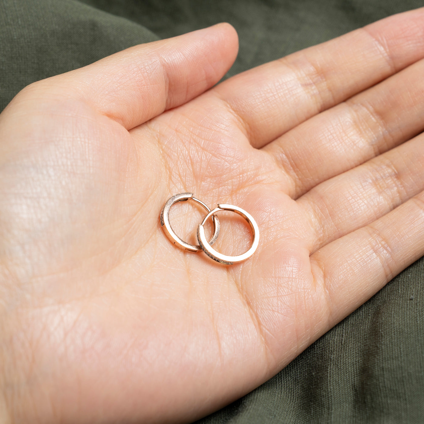 Rose Gold Pave Set Diamond Hoop Earrings | 0.06ctw | 15mm