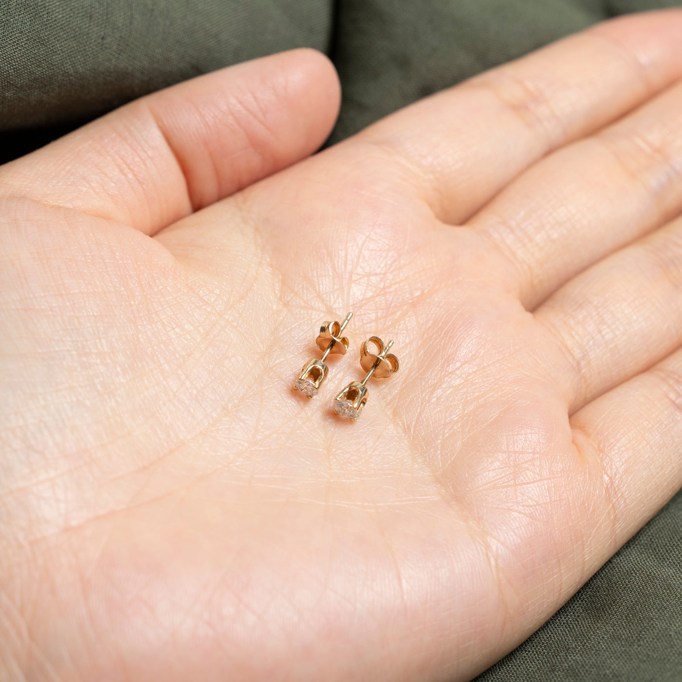 14k Yellow Gold Diamond Solitaire Stud Earrings | 0.27ctw