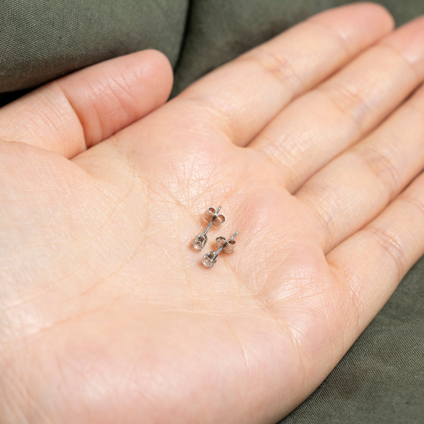 White Gold Solitaire Diamond Stud Earrings | 0.12ctw