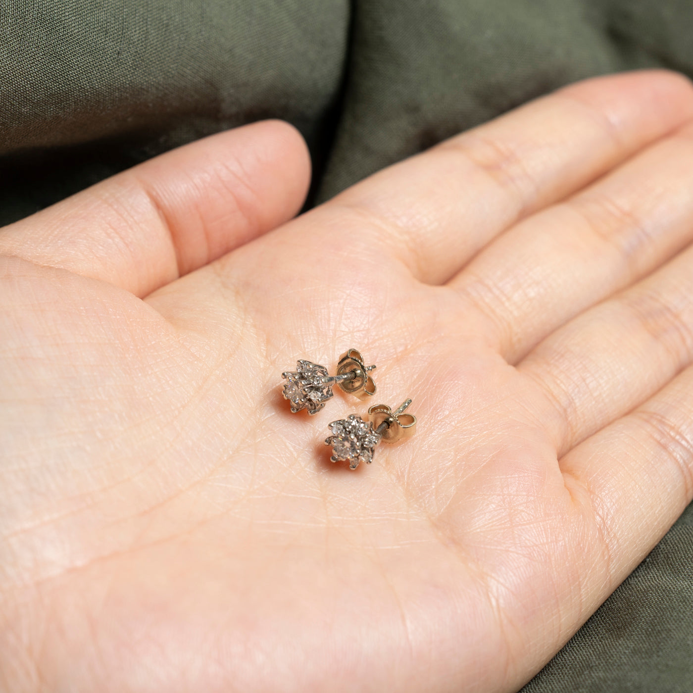 14k Diamond Petal Halo Stud Earrings | 0.42ctw