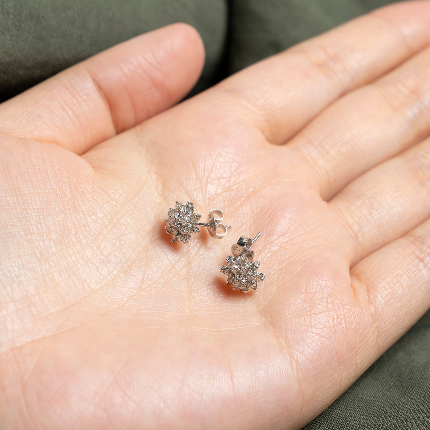 White Gold Diamond Petal Cluster Stud Earrings | 0.4ctw