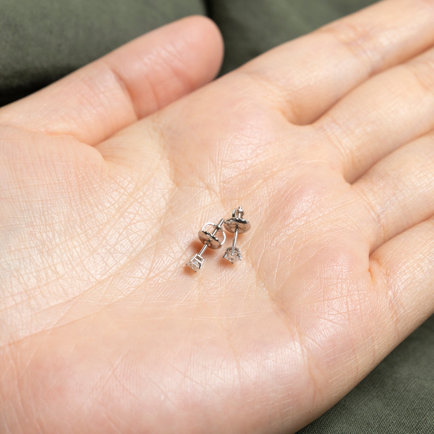 Princess Cut Diamond Solitaire Stud Earrings | 0.15ctw