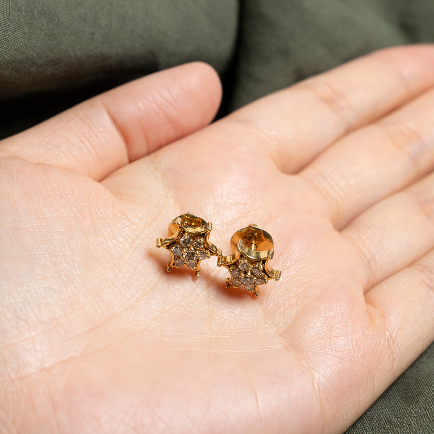 18k Diamond Cluster Star Stud Earrings | 0.75ctw