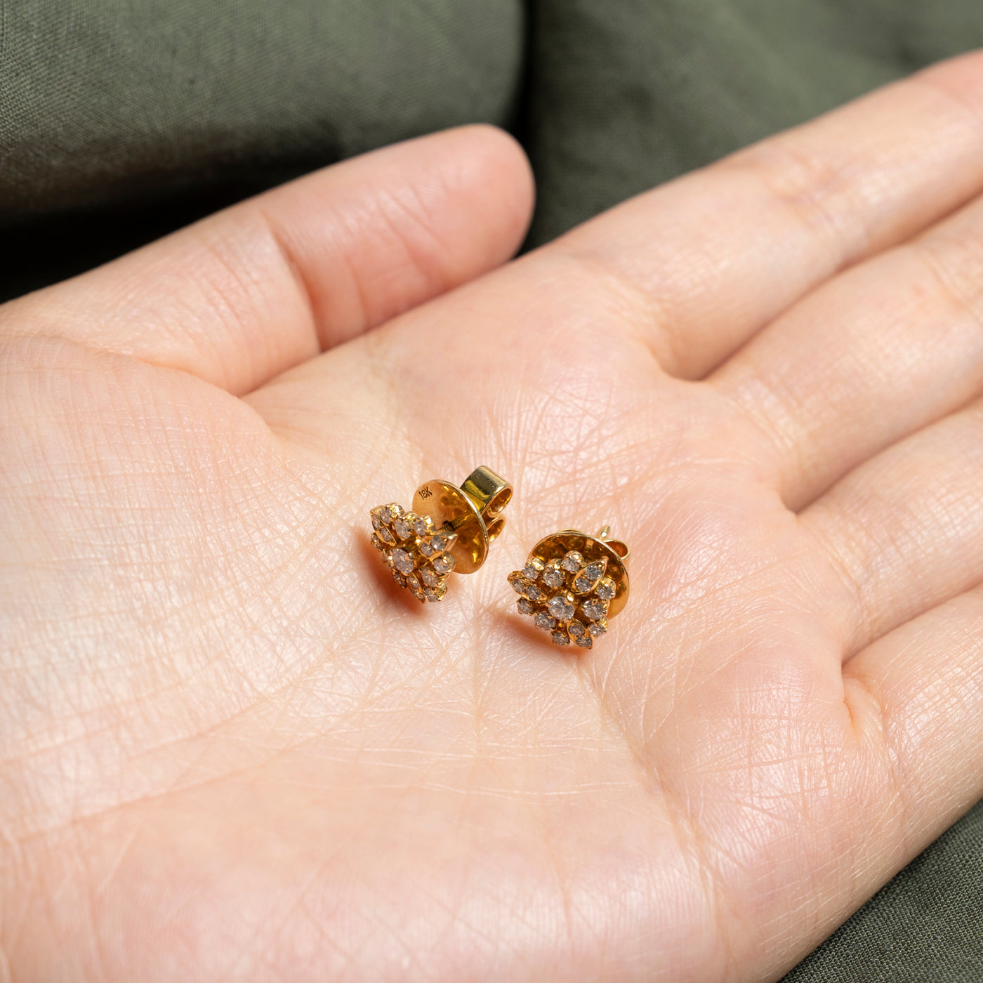 18k Diamond Cluster Stud Earrings | 0.5ctw