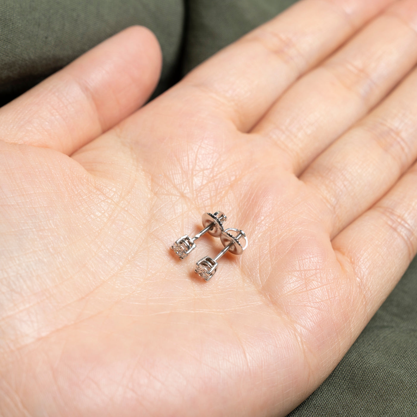 White Gold Solitaire Diamond Stud Earrings | 0.41ctw