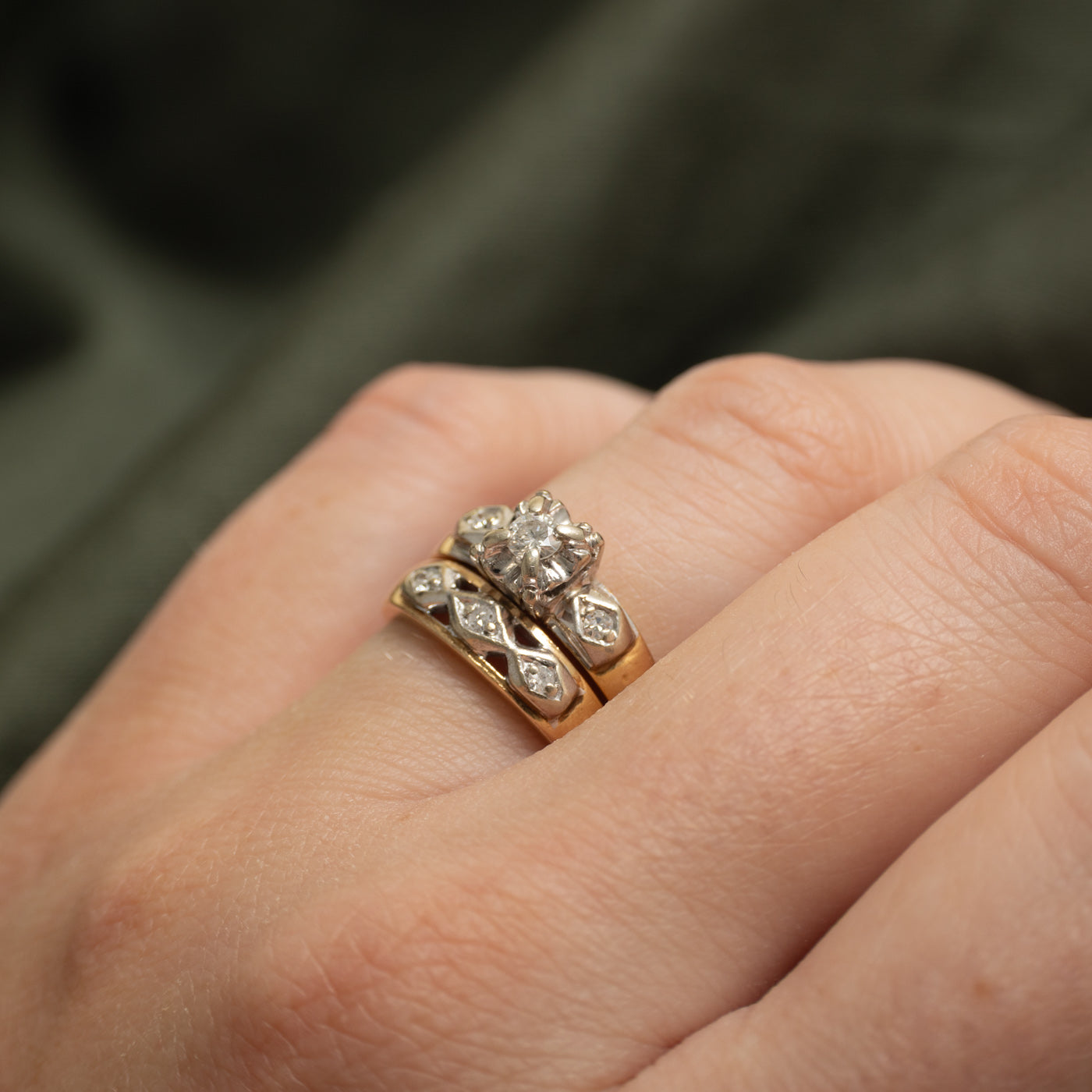 Illusion Set Diamond Soldered Wedding Ring Set | 0.20ctw | SZ 6