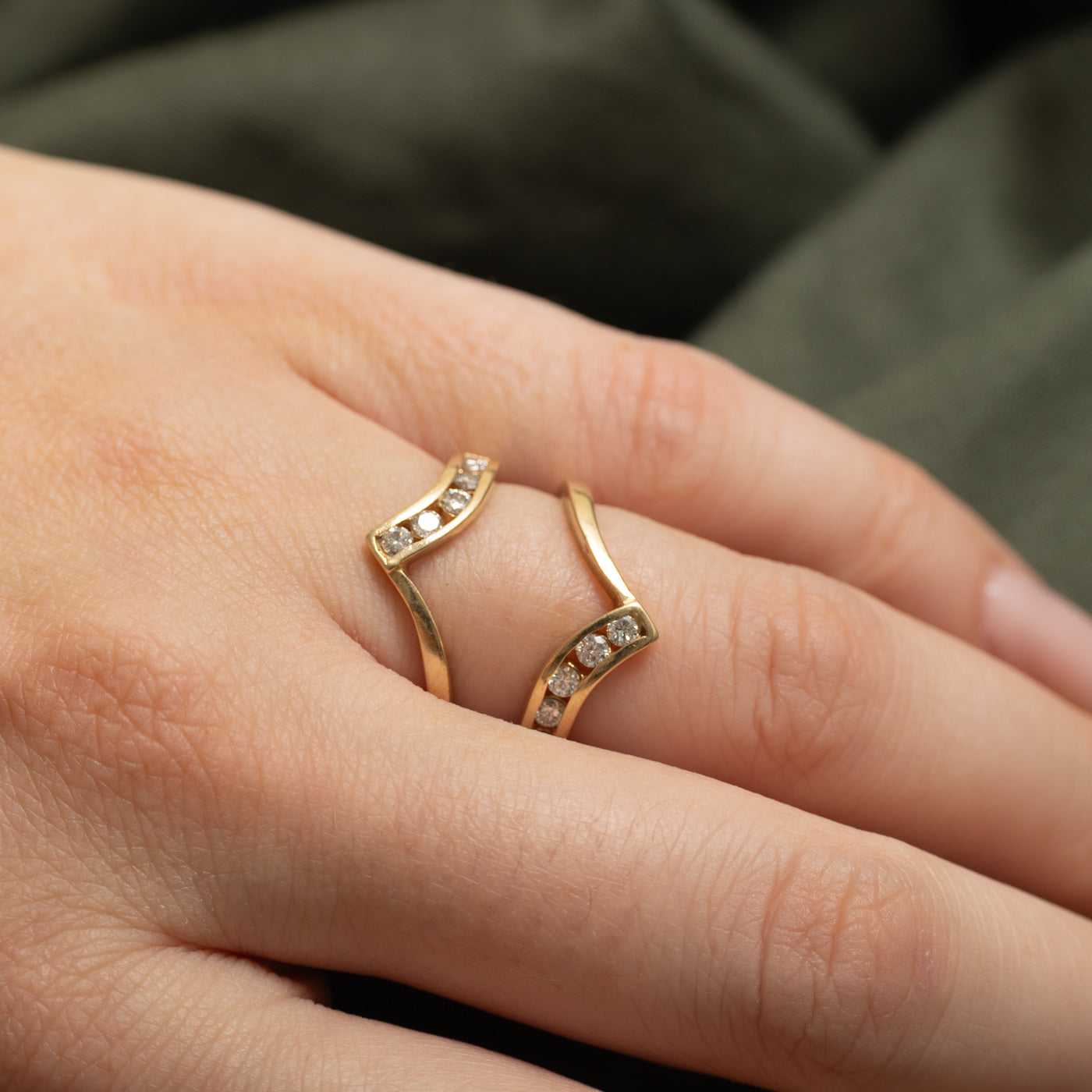 Channel Set Diamond Chevron Ring Guard | 0.38ctw | SZ 6.25