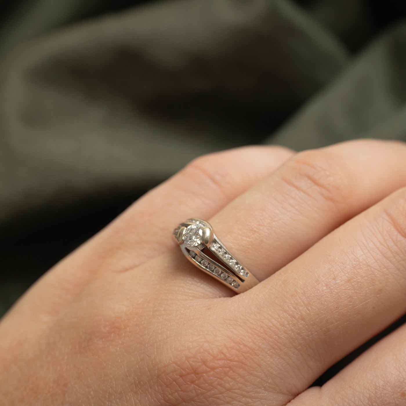 Tension Set Diamond Accented Wave Ring | 0.46ctw | SZ 7.75