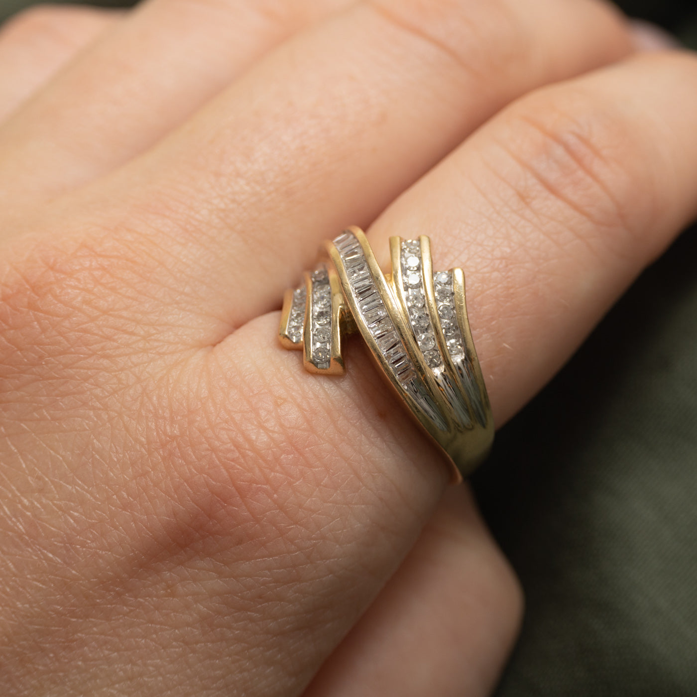 Channel Set Diamond Waterfall Bypass Ring | 0.50ctw | SZ 9.25