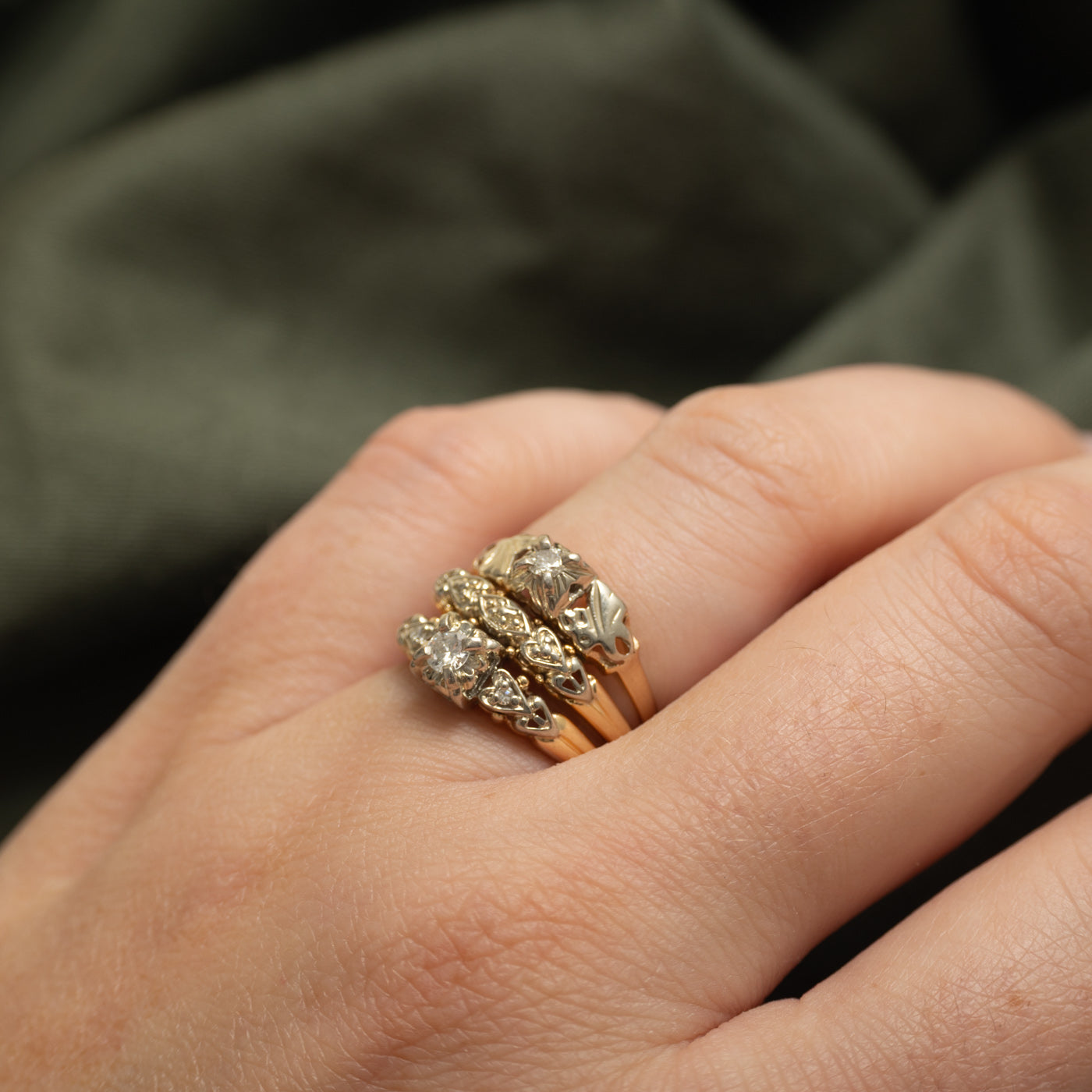 Illusion Set Diamond Soldered Wedding Ring Set | 0.20ctw | SZ 4.75