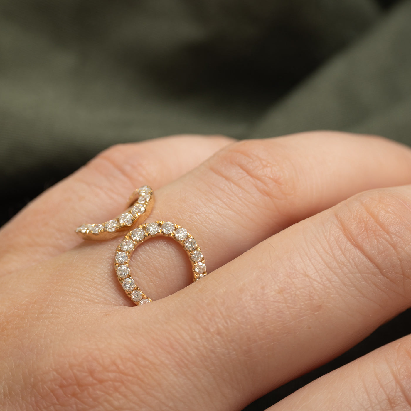 'Graziela' Pave Set Diamond Double Loop Ring | 0.79ctw | SZ 7.25