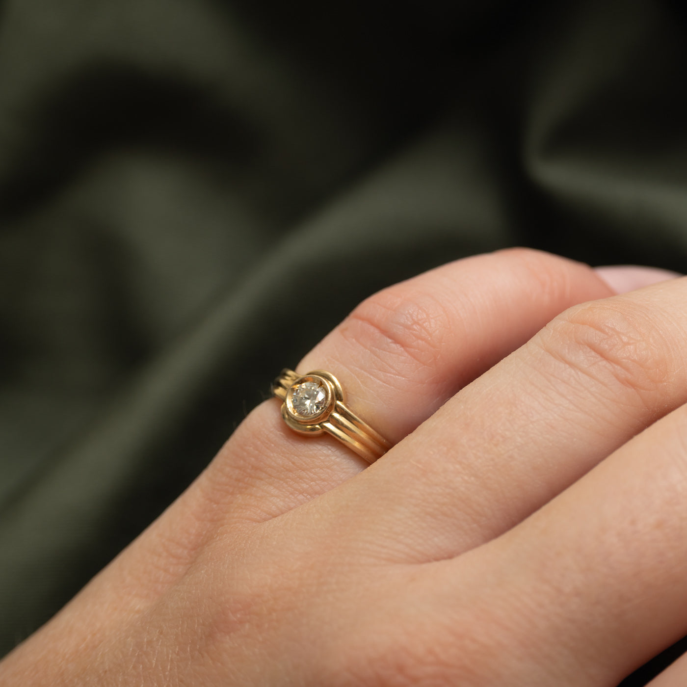 Solitaire Diamond Grooved Ring | 0.17ct | SZ 2.25