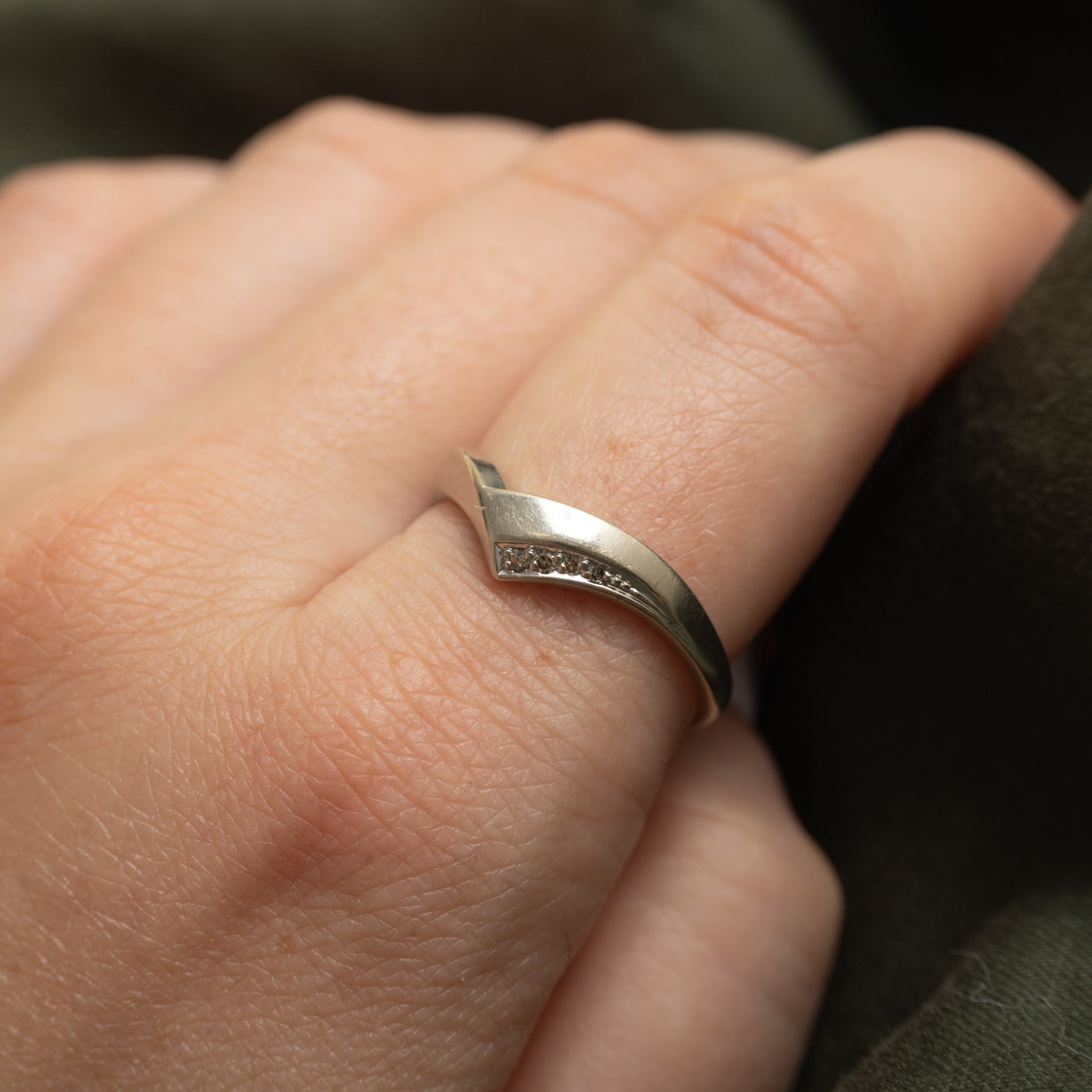 Diamond Edged Chevron Ring | 0.03ctw | SZ 10