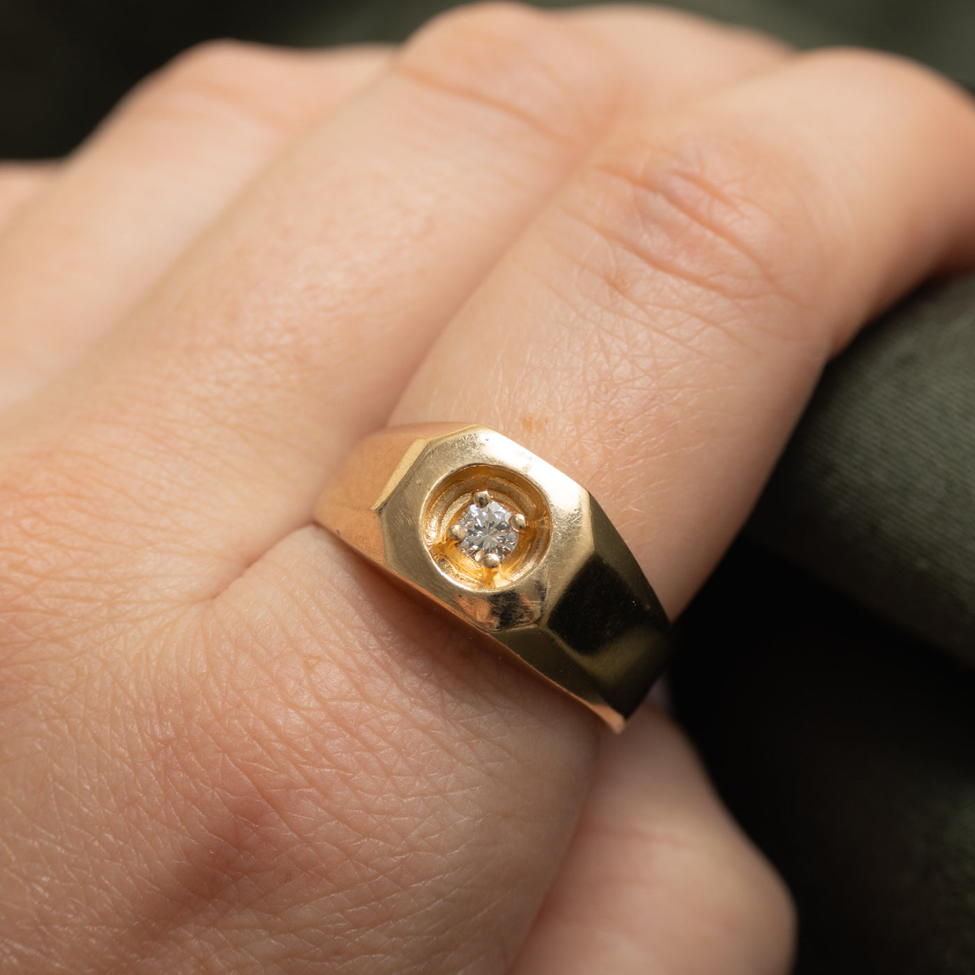 Solitaire Diamond Signet Ring | 0.18ct | SZ 9.25