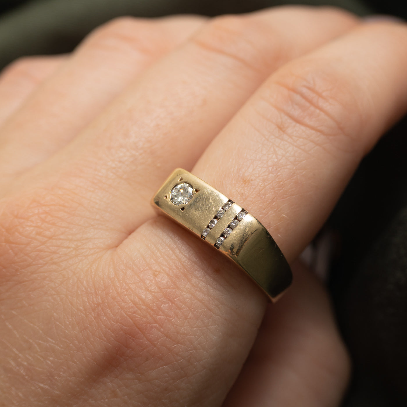 Flush Set Diamond Signet Ring | 0.28ctw | SZ 8.5