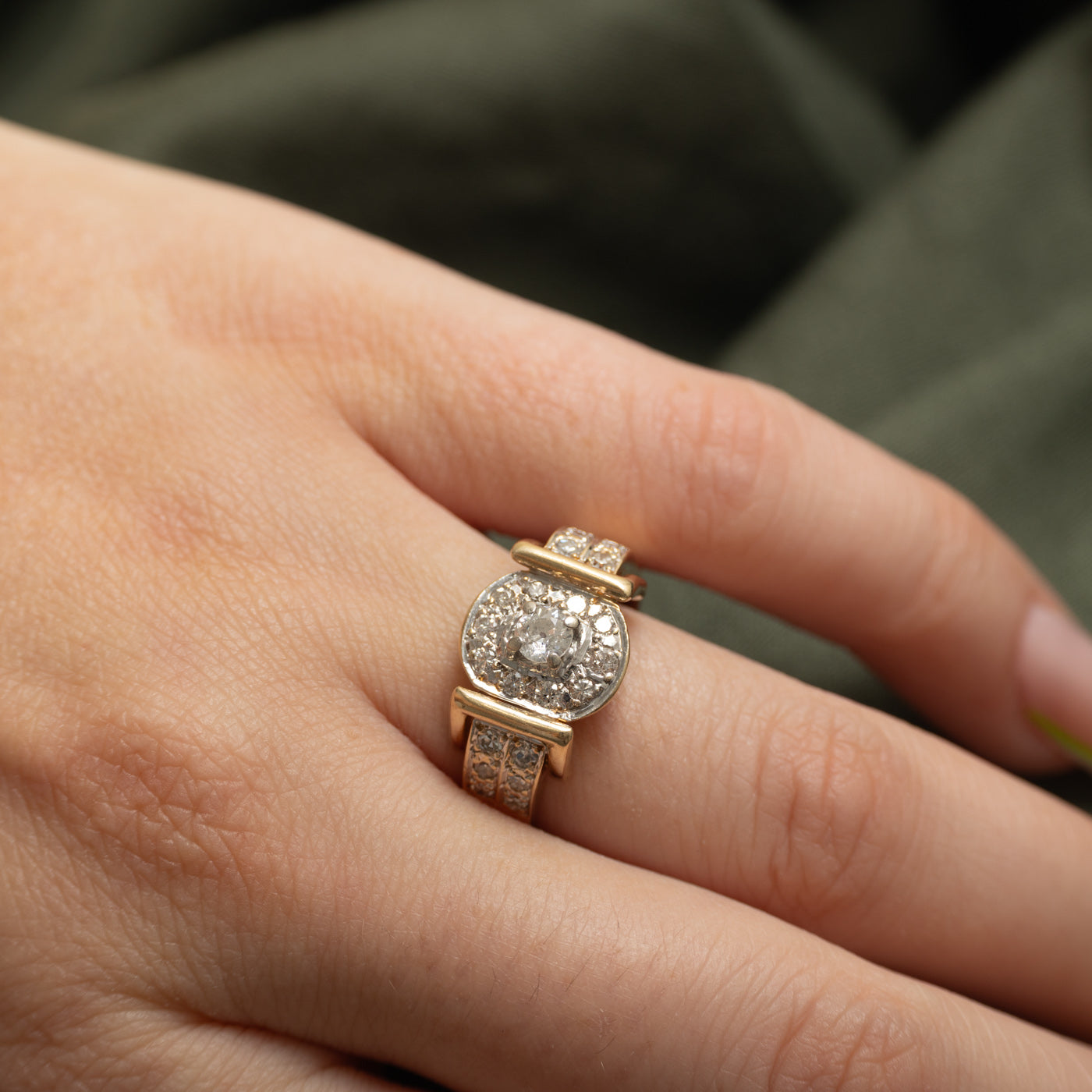 Old European Cut Diamond Cluster Buckle Ring | 0.65ctw | SZ 9.25