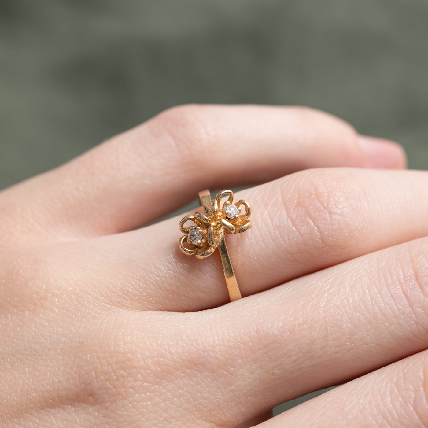 Diamond Double Flower Ring | 0.14ctw | SZ 5.75