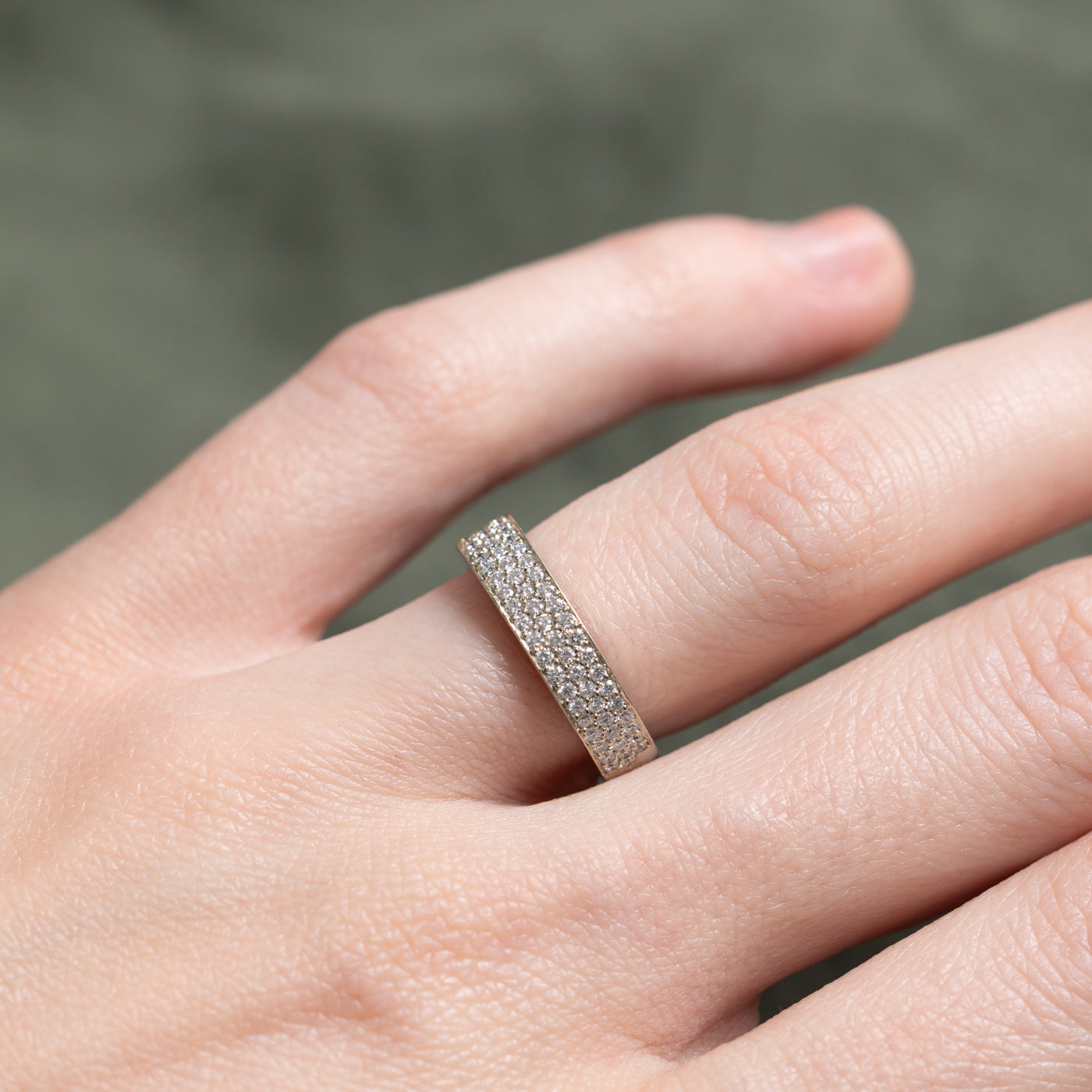 18k Pave Set Semi Eternity Diamond Band | 0.35ctw | 4.10mm | SZ 4.25