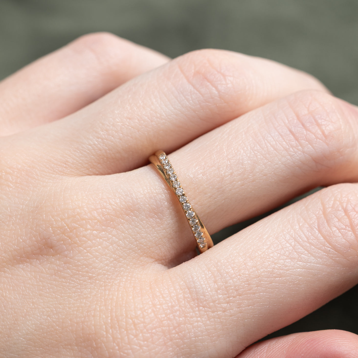 Semi Eternity Diamond Cross Over Ring | 0.15ctw | SZ 7.5