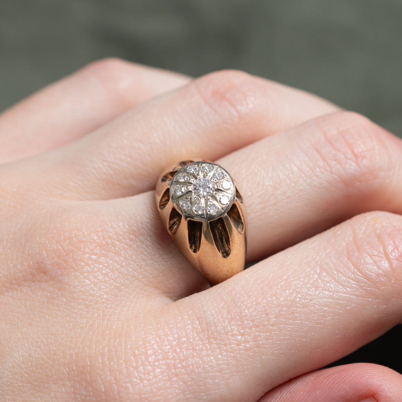 リング　ダイア Vintage Diamond Cluster Flower Ring | 0.44ctw | SZ 8.5 |