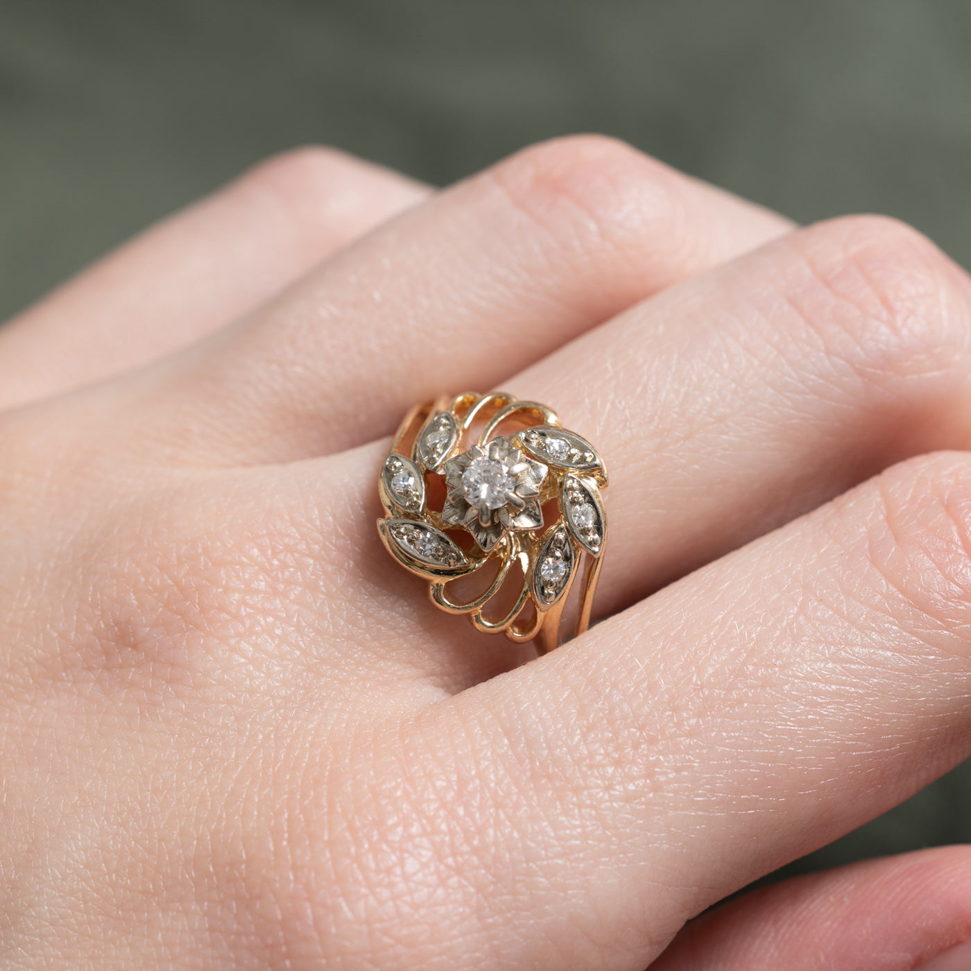 Diamond Openwork Floral Cocktail Ring | 0.30ctw | SZ 8.25