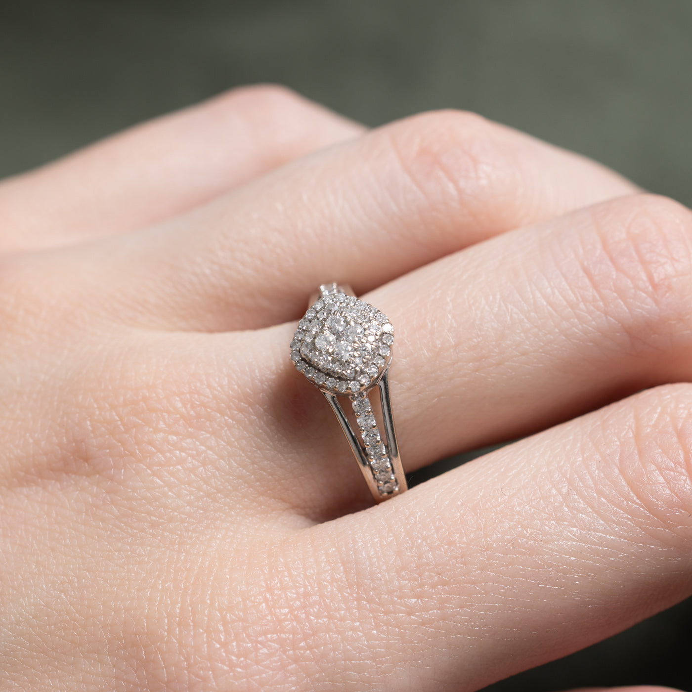 Diamond Cluster Halo Open Shank Ring | 0.60ctw | SZ 7