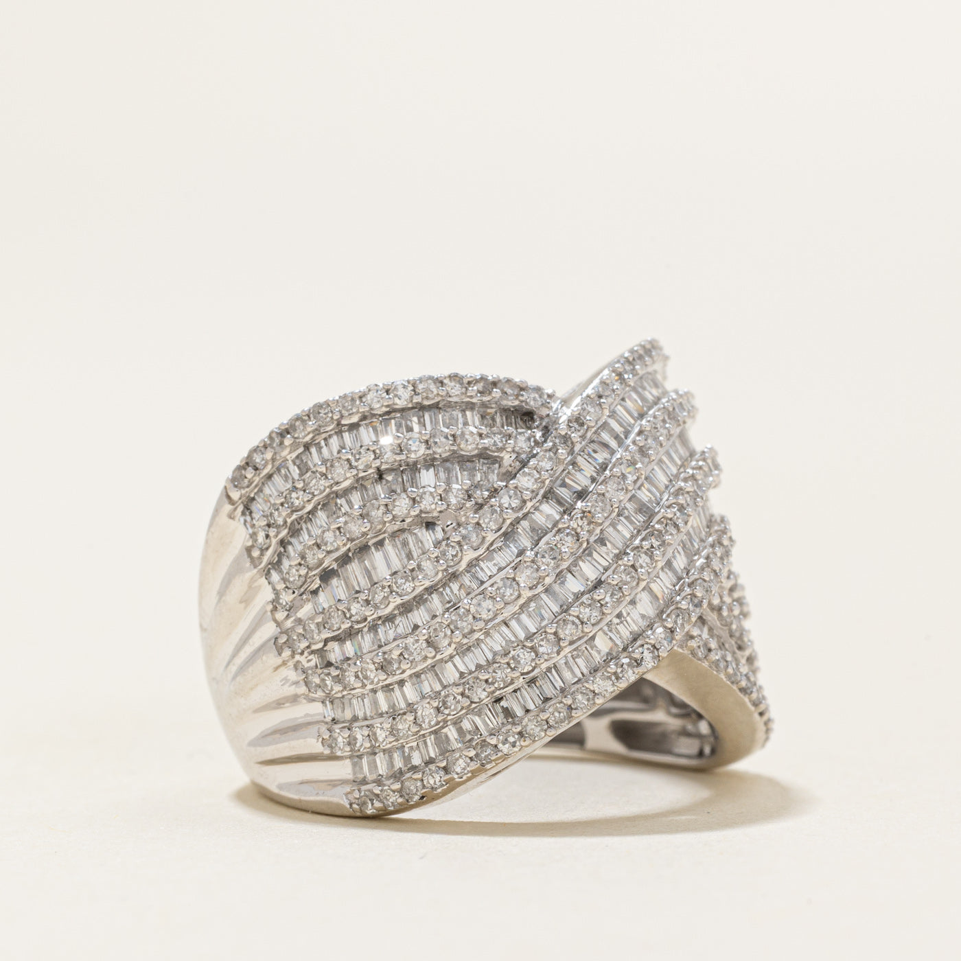 Multi Row Diamond Cross Over Cocktail Ring | 1.82ctw | SZ 5.25 |