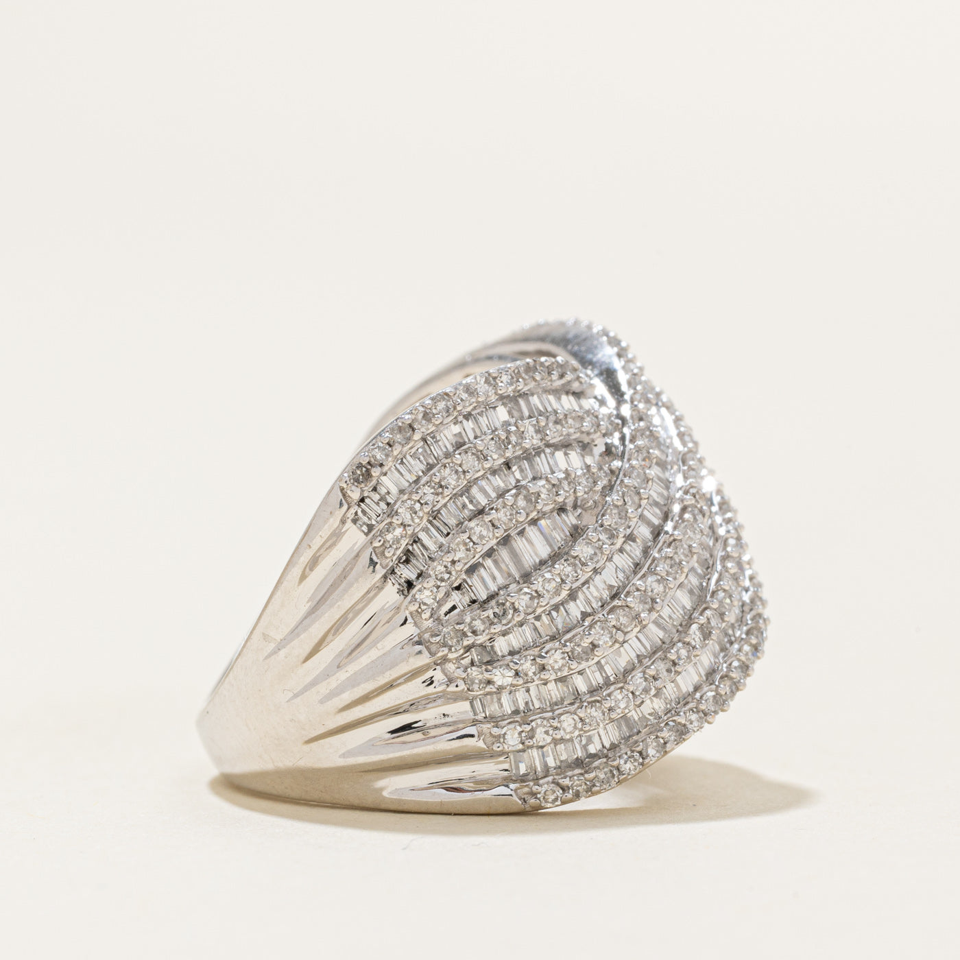 Multi Row Diamond Cross Over Cocktail Ring | 1.82ctw | SZ 5.25 |