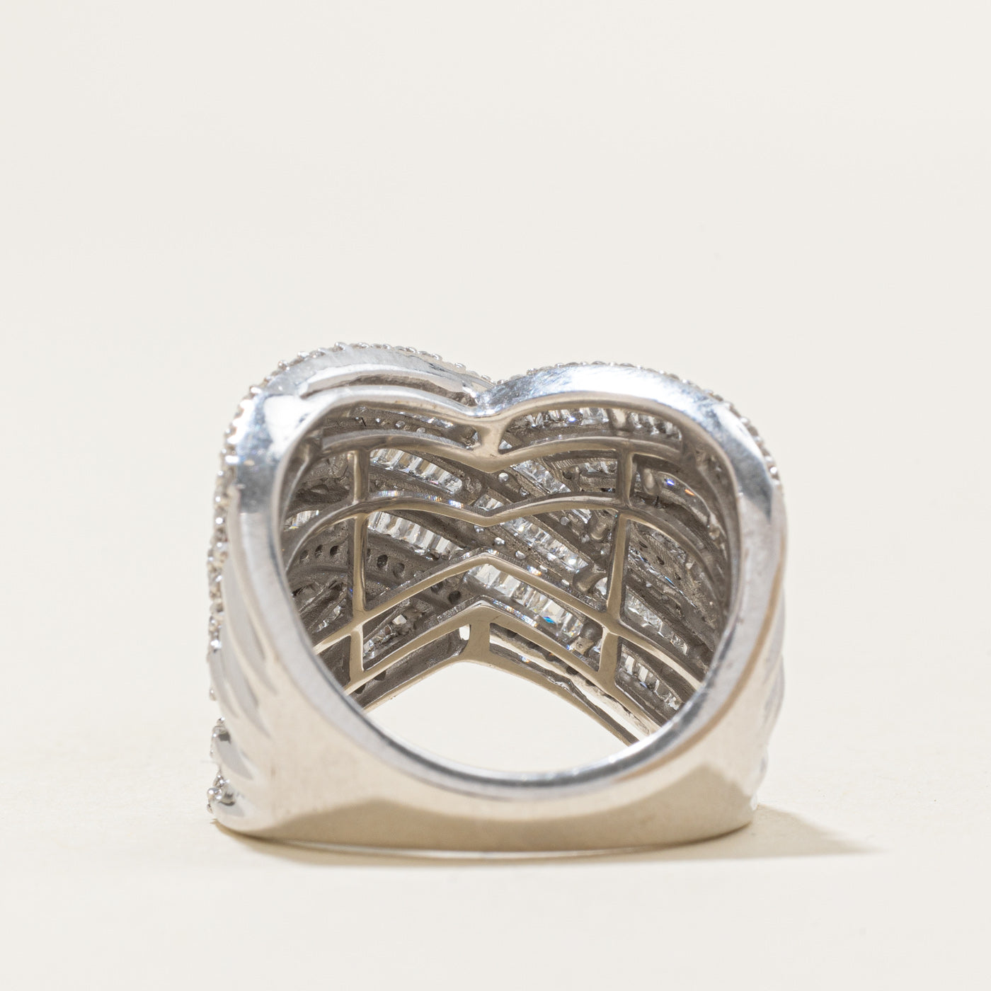 Multi Row Diamond Cross Over Cocktail Ring | 1.82ctw | SZ 5.25 |