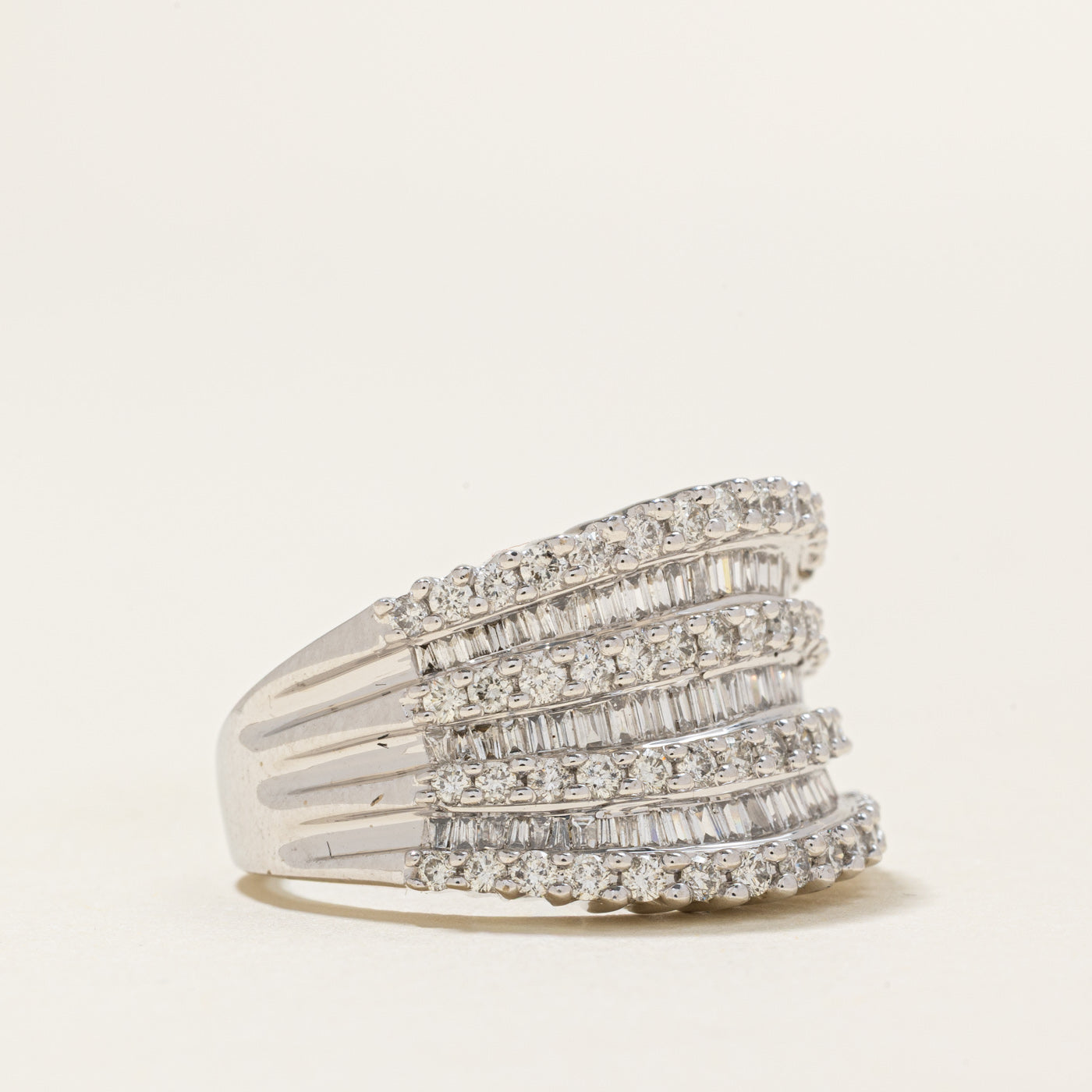 Multi Row Diamond Wave Cocktail Ring | 2ctw | SZ 7.75 |