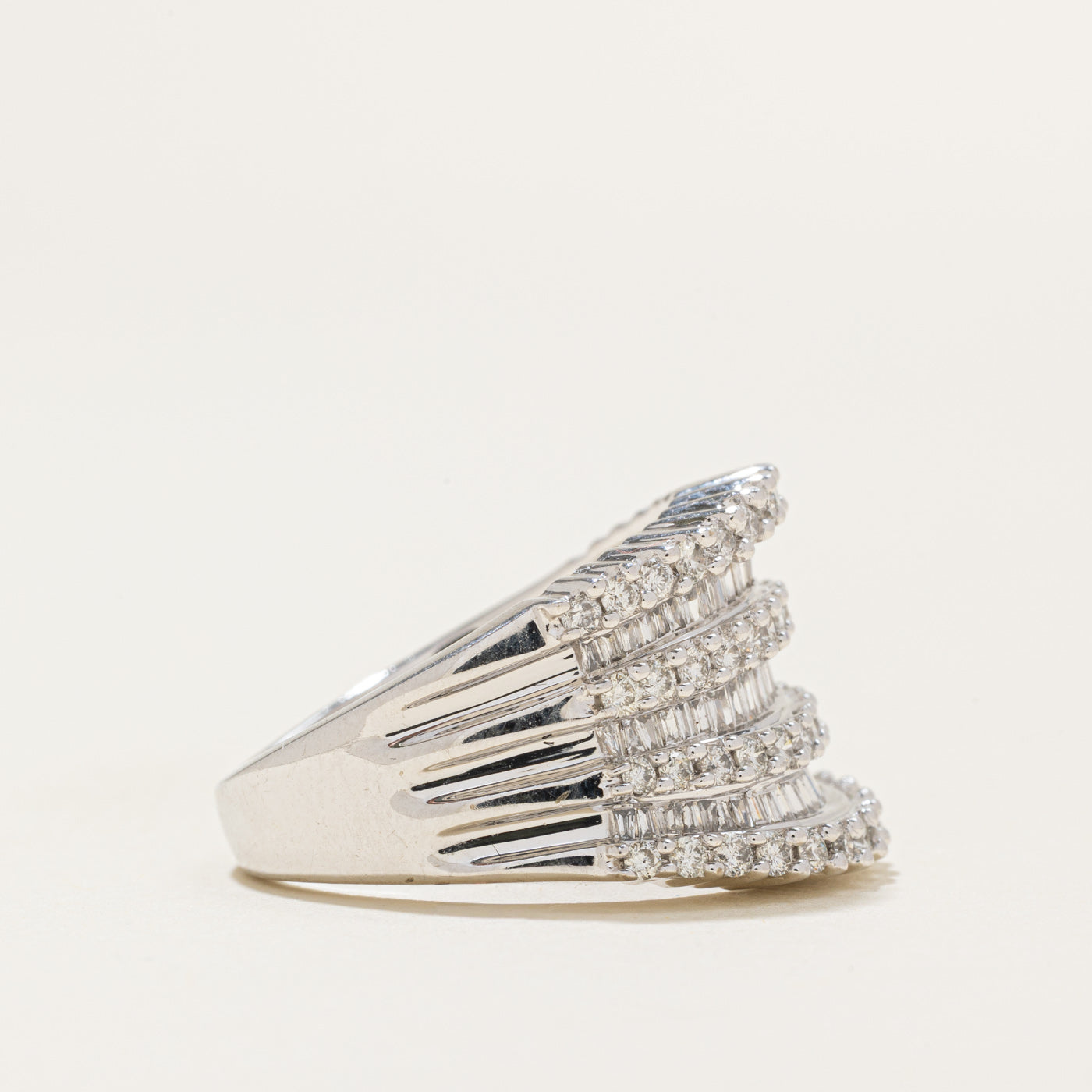 Multi Row Diamond Wave Cocktail Ring | 2ctw | SZ 7.75 |