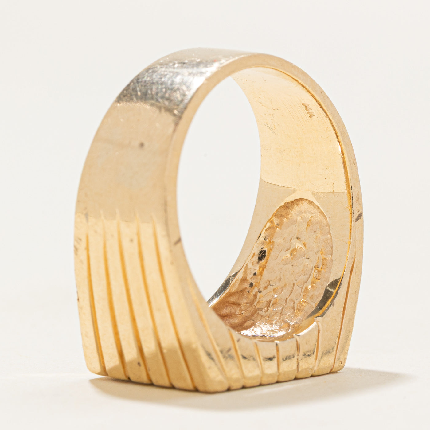 Diamond Grid Grooved Signet Ring | 0.54ctw | SZ 8.75 |