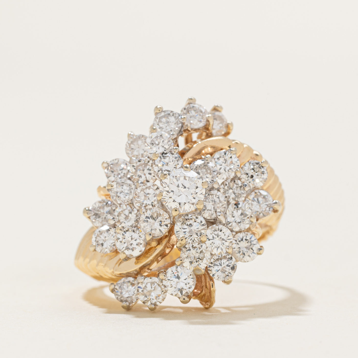 Diamond Cluster Grooved Cocktail Ring | 0.28ct, 2.7ctw | SZ 7.5 |