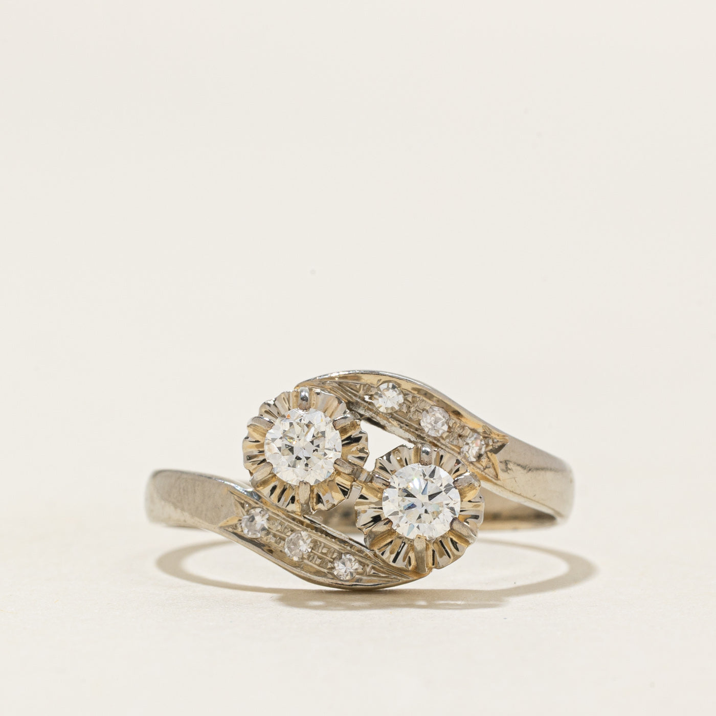 Illusion Set Diamond Bypass Ring | 0.35ctw | SZ 7.25 |